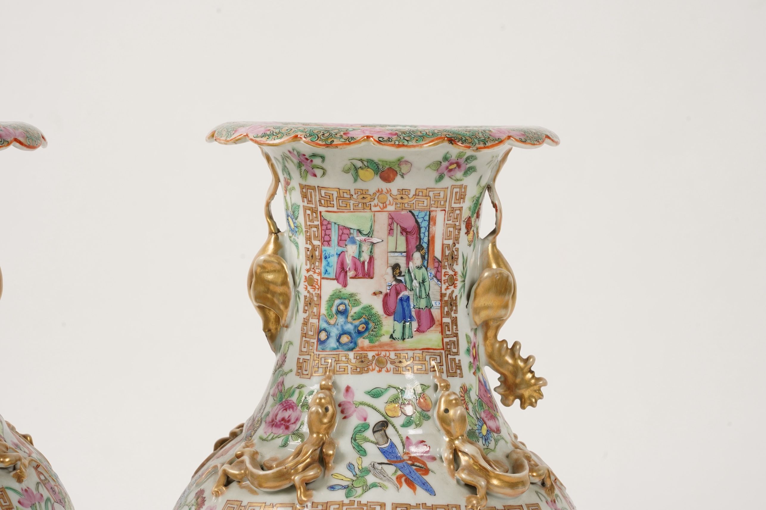 A pair of Chinese famille rose vases, Daoguang period, c.1830